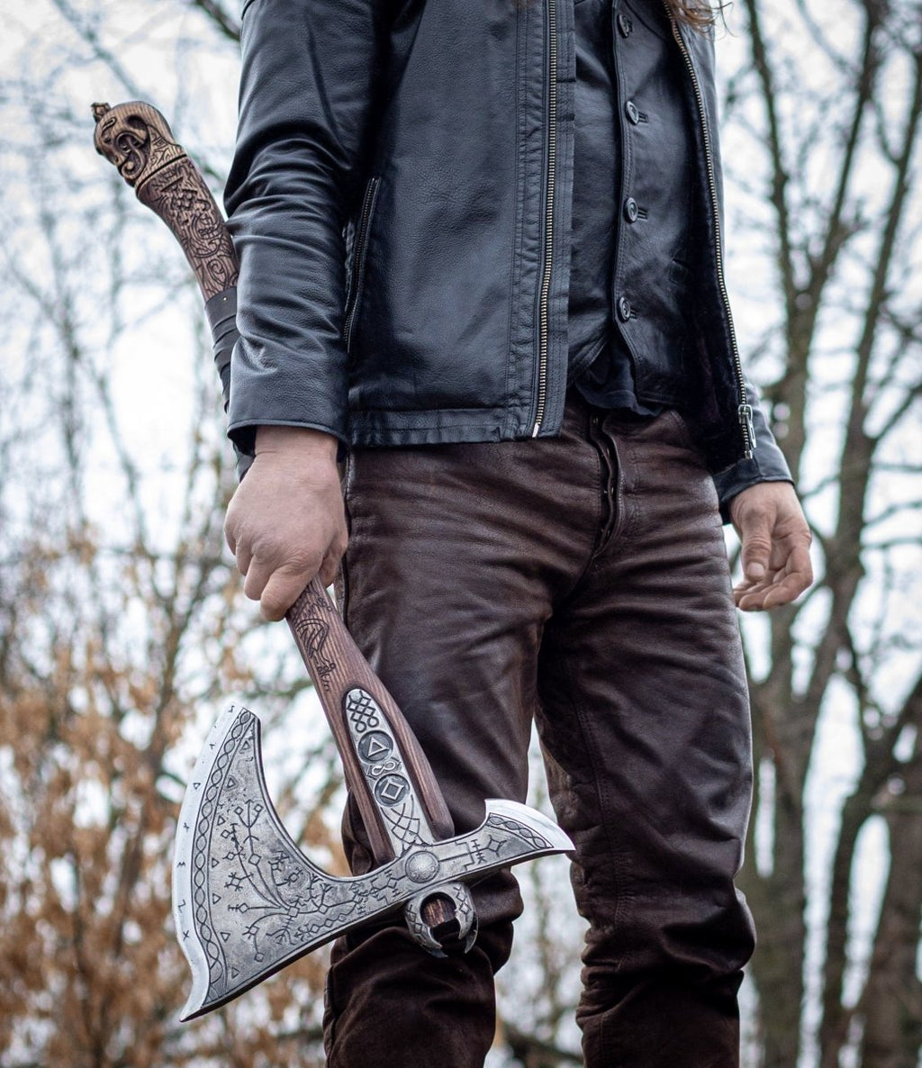 Real Leviathan axe with Glow-in-the-Dark Runes