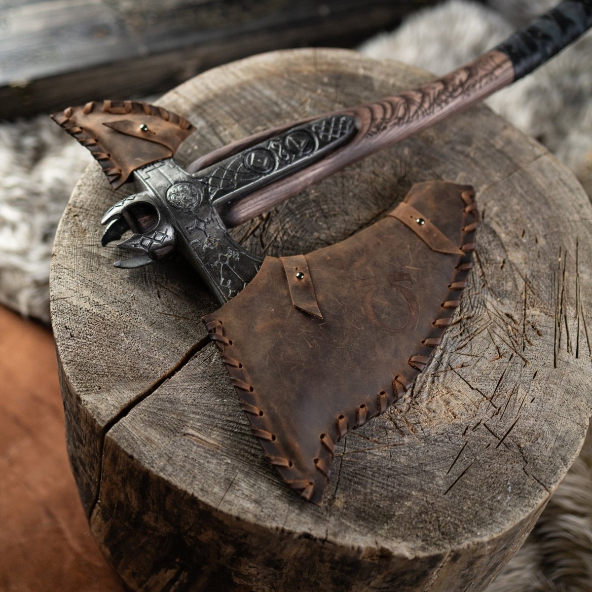 Real Leviathan axe with Glow-in-the-Dark Runes
