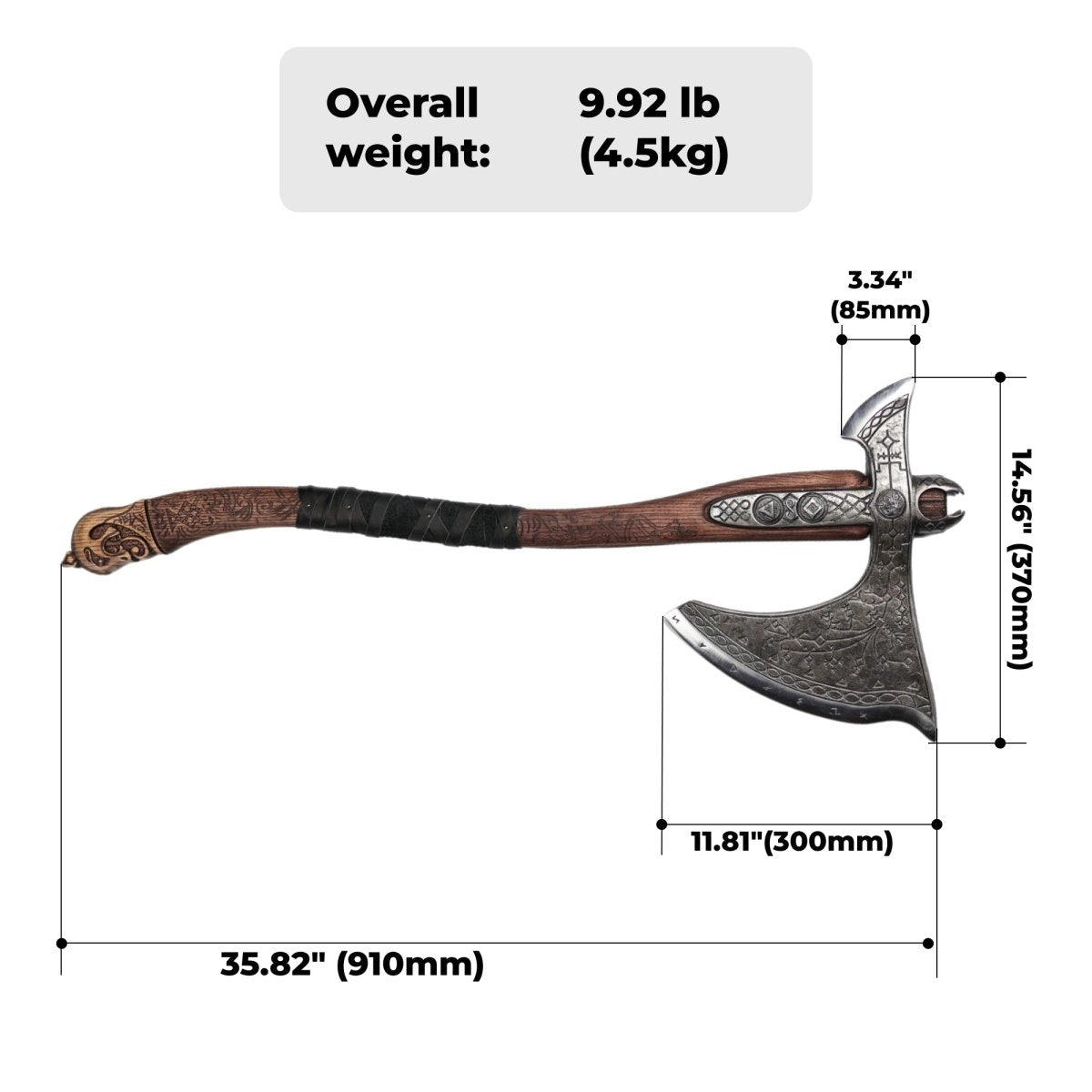 Real Leviathan axe with Glow-in-the-Dark Runes