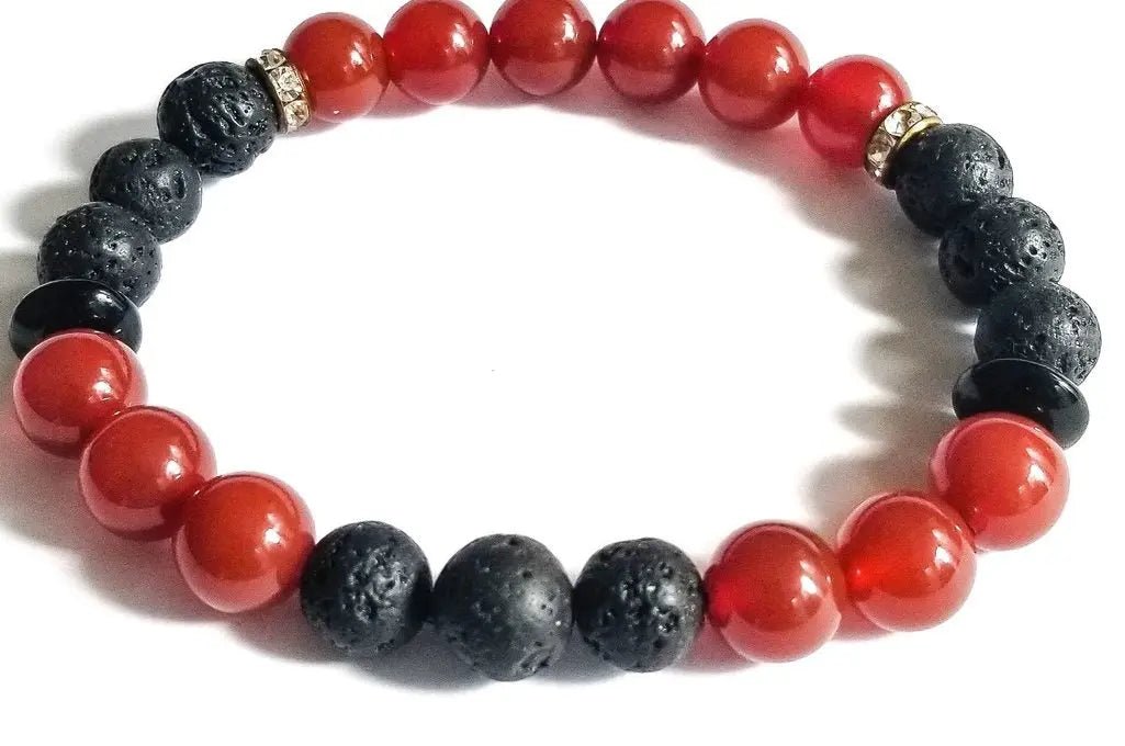 Red Carnelian and Lava Bracelet