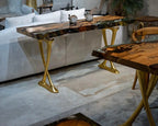 Resin Live Edge Console Table Made of Linden Wood - Foyer Table- Entryway Table