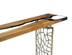 Walnut wood and resin sofa & entry table | Voronoi collection