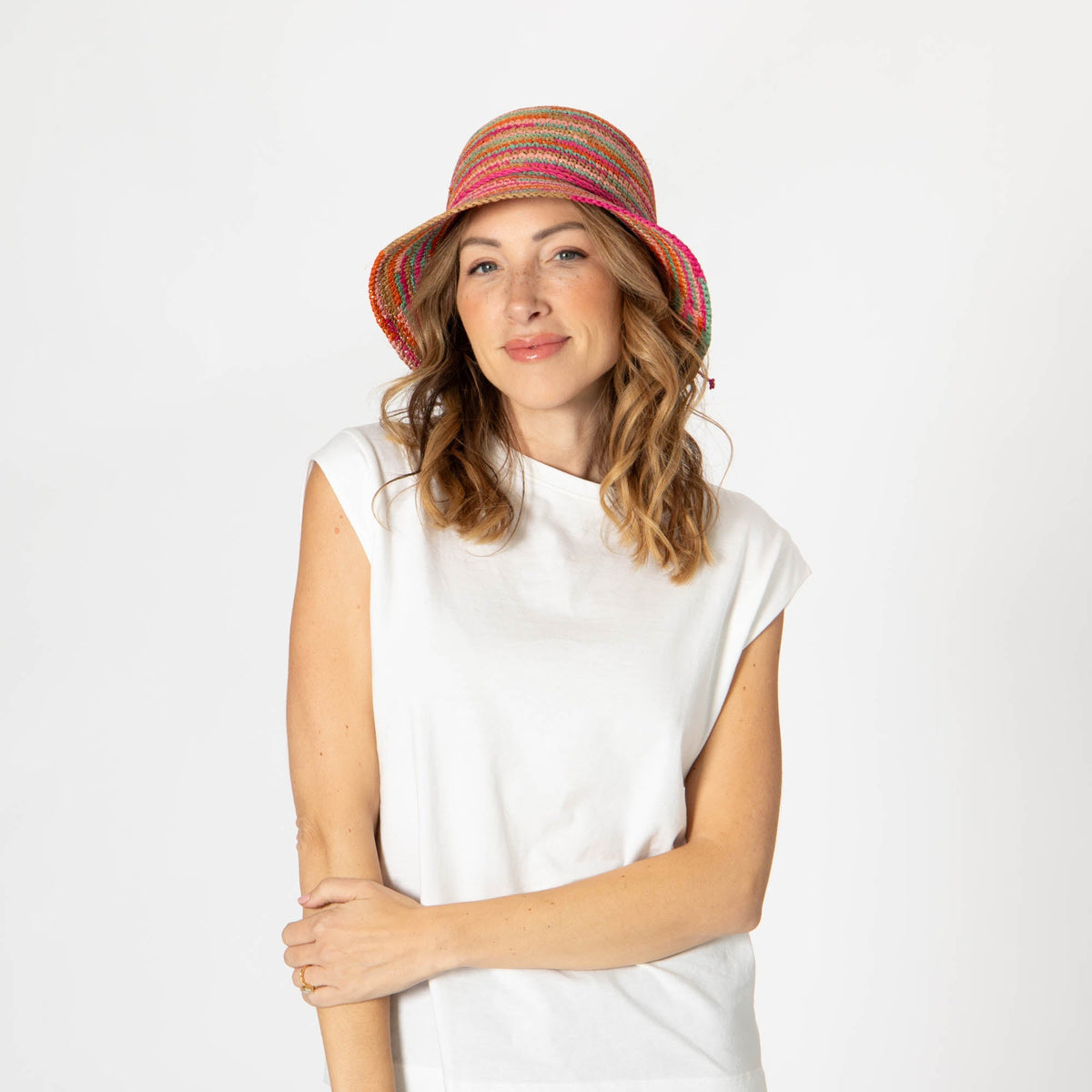 Iris - Women's Crochet Raffia Packable Bucket Hat (RHS3109)