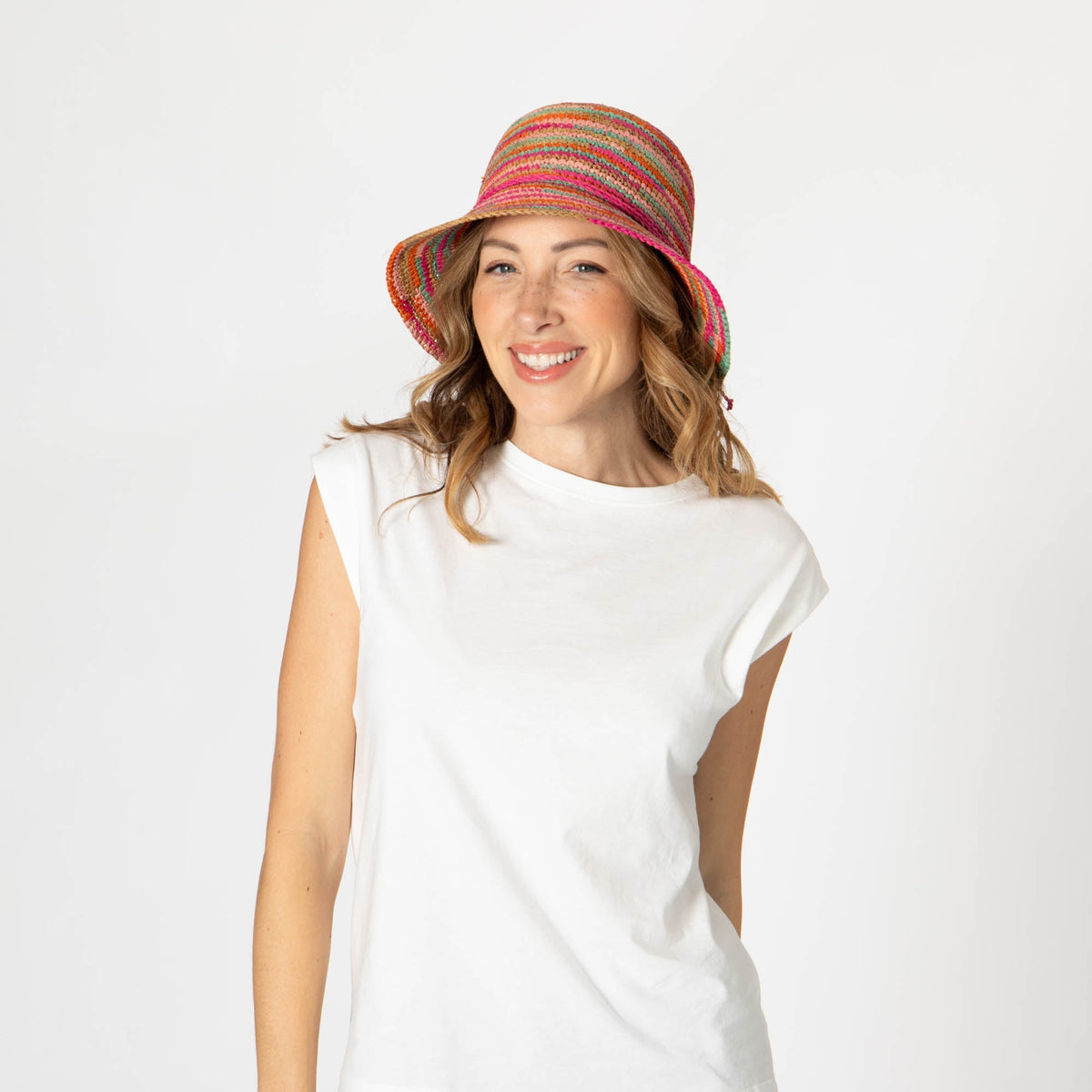 Iris - Women's Crochet Raffia Packable Bucket Hat (RHS3109)