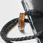 MOANA Smoked Rose Gold Tungsten Ring with Hawaiian Koa Wood, Abalone Shell & Guitar String – 8mm
