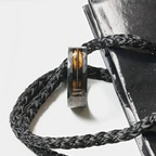 RIFF Black Tungsten Ring with Charred Whiskey Barrel Wood and Guitar String, 8mm