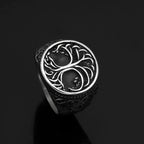 Vikings Yggdrasil and Wolf Paw Stainless Steel Ring