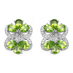 8.77 Carat Genuine Peridot & White Topaz .925 Sterling Silver Earrings