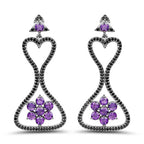 6.31 Carat Genuine Amethyst & Black Spinel .925 Sterling Silver Earrings