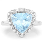 5.05 Carat Genuine Blue Topaz and White Topaz .925 Sterling Silver Ring