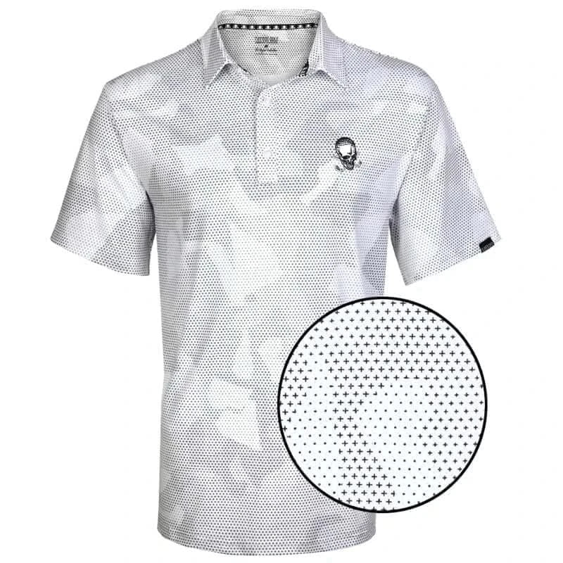 Rogue Men's Golf Polo Shirt – White Camo Print, Performance