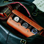 3 Watch Travel Case Full-grain Leather Watch Roll (Tawny Brown)
