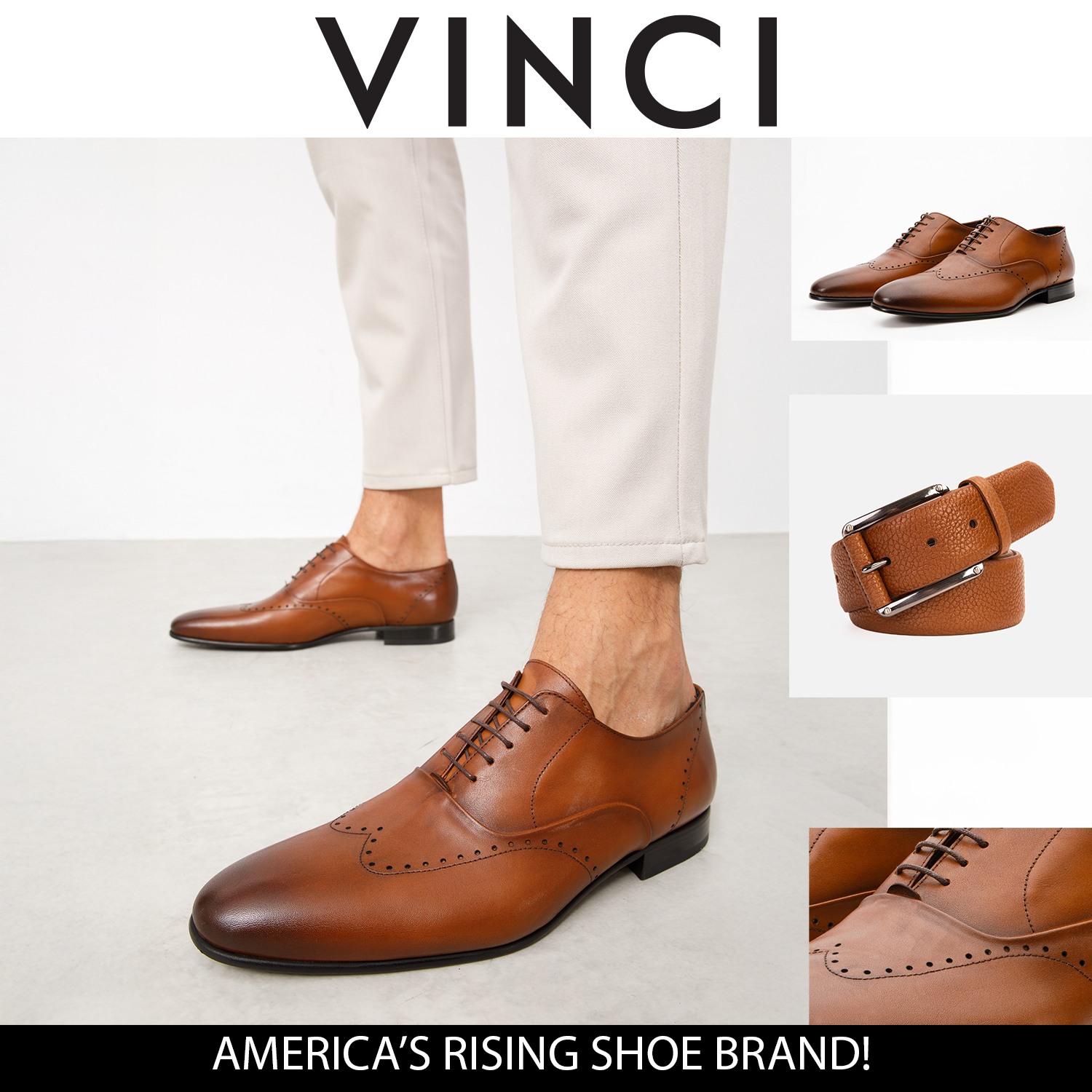The Roma Tan Leather Wingtip Oxford Men Shoe