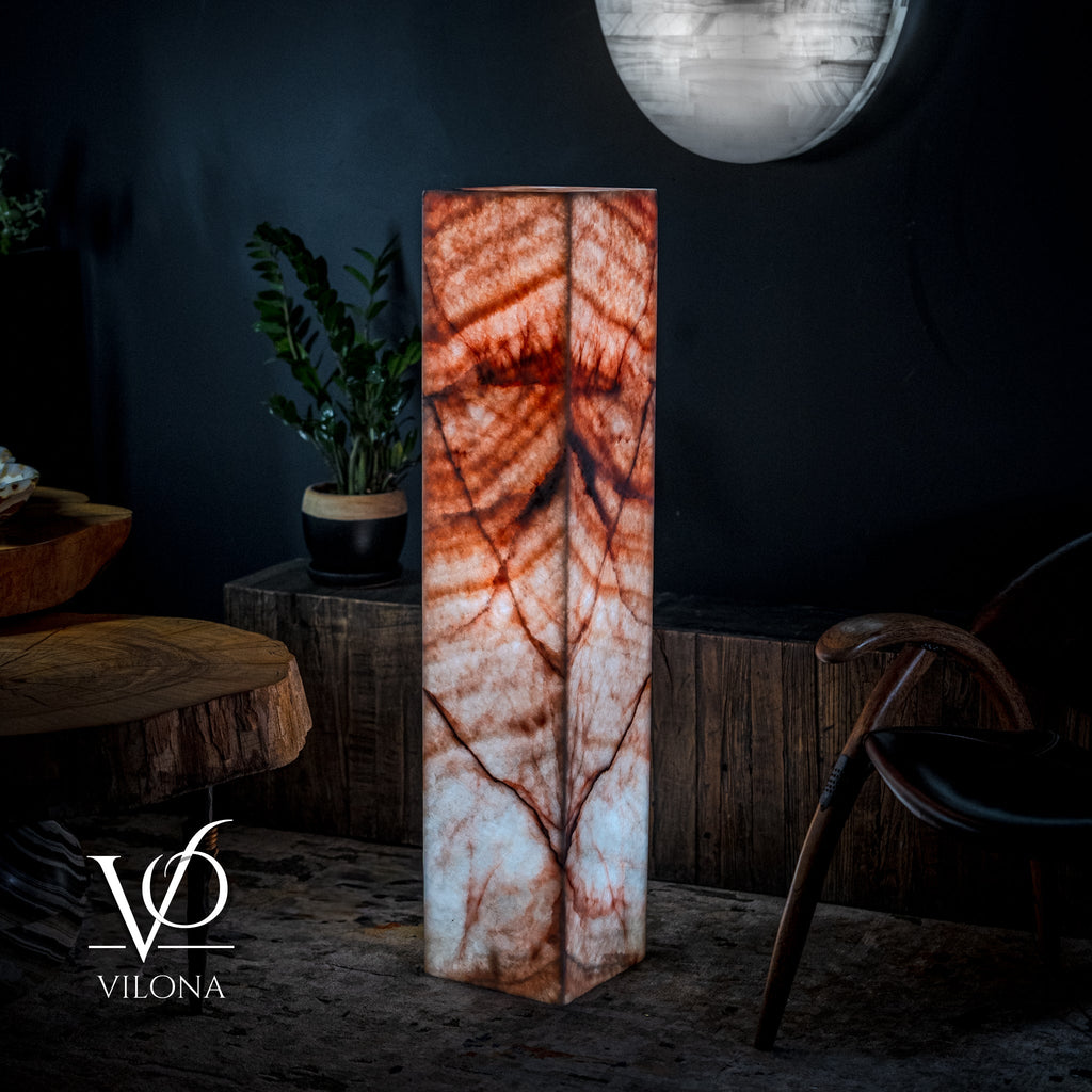 Rosa Onyx Floor Lamp - Medium - 47.5"H x 10"W - Square - #7