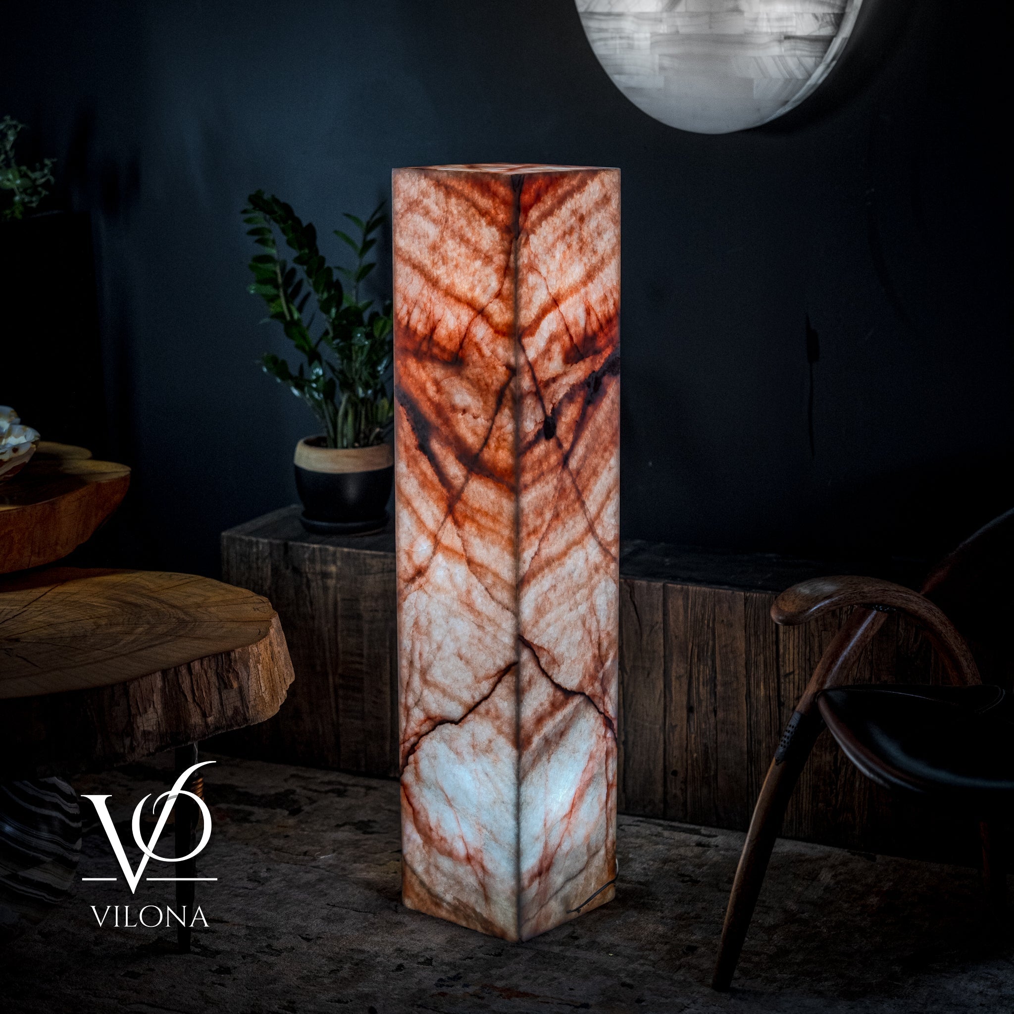 Rosa Onyx Floor Lamp - Medium - 47.5"H x 10"W - Square - #7