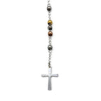 Traditional Tri Tone Rosary Necklace Five Decade Catholic Prayer Beads 3 mm
