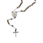 Traditional Tri Tone Rosary Necklace Five Decade Catholic Prayer Beads 3 mm