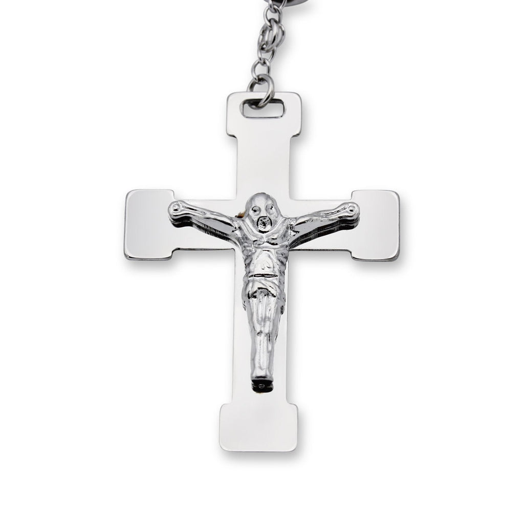 Traditional Tri Tone Rosary Necklace Five Decade Catholic Prayer Beads 10 mm