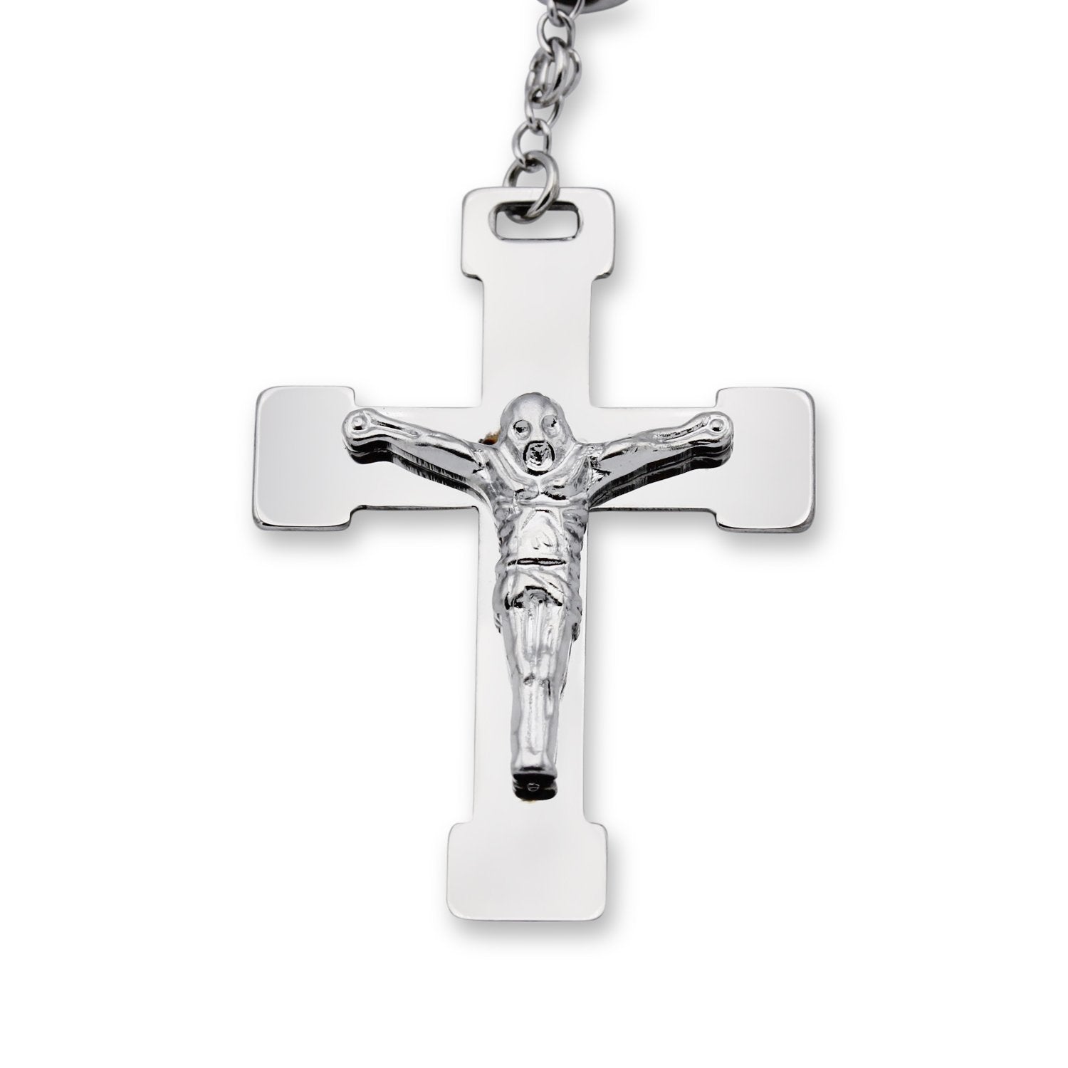 Traditional Tri Tone Rosary Necklace Five Decade Catholic Prayer Beads 10 mm