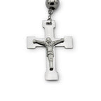 Traditional Rosary Necklace Five Decade Silver Black Catholic Prayer Beads 10 mm