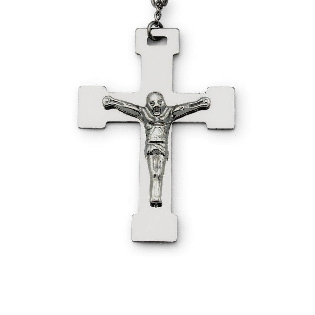 Traditional Rosary Necklace Five Decade Silver Gold Catholic Prayer Beads 10 mm