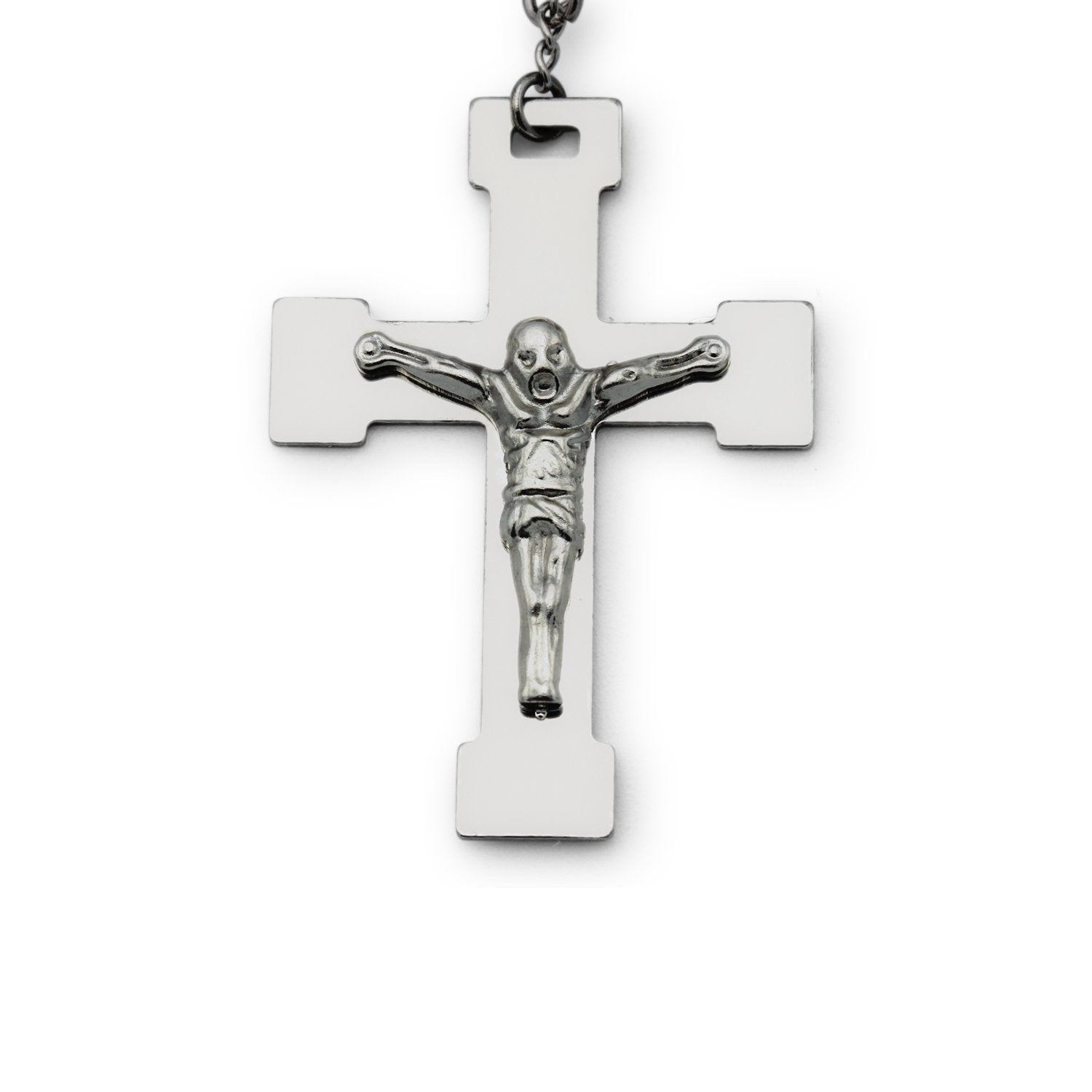 Traditional Rosary Necklace Five Decade Silver Gold Catholic Prayer Beads 10 mm