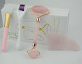 ZAQ Rose Facial Roller, Gua Sha, Brush and DERMA ROLLER Set