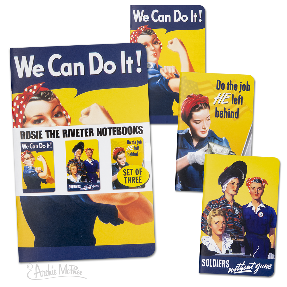 3PK Rosie the Riveter Notebook Journals School Kitchen Note Pads - Archie McPhee