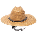 Men's kwai braided straw lifeguard with adjustable black and white chin cord (RSM586)