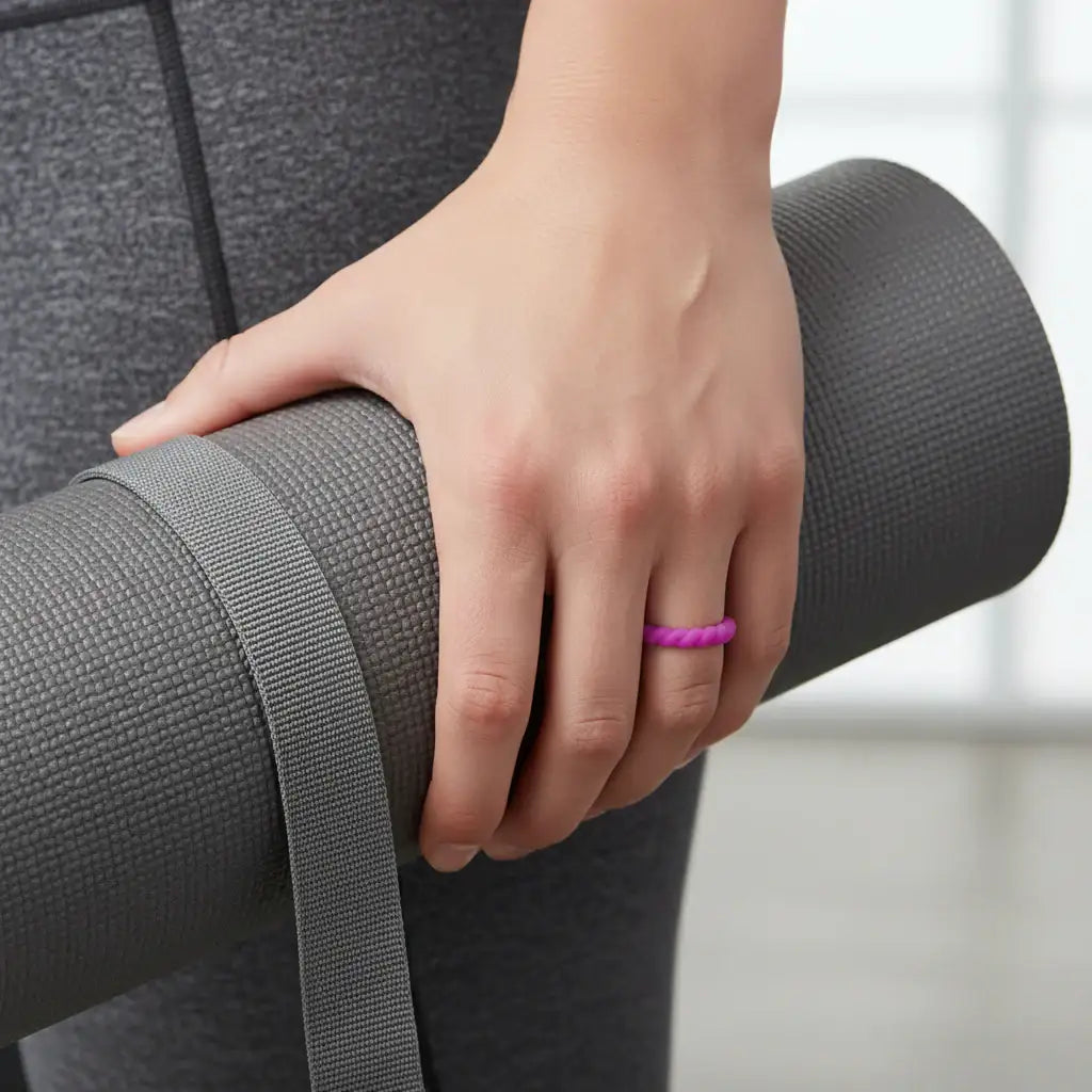 AMETHYST Stackable Twist Silicone Ring for Women Purple Comfort Fit Hypoallergenic by Thorsten - 2mm