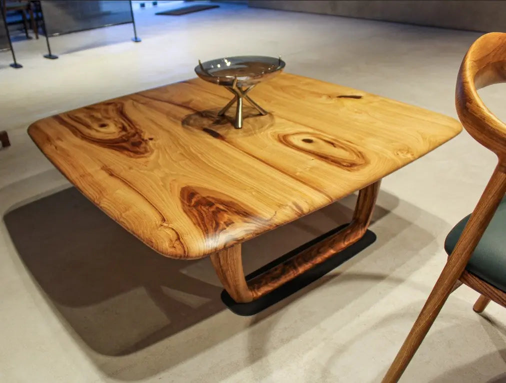 Rustic Solid Chestnut Wood Coffee Table with chestnut legs