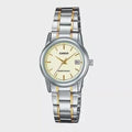 Casio Women's Two-Tone Stainless Steel Watch with Champagne Dial - LTP-V002SG-9A