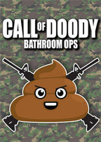 Metal Tin Sign "CALL of DOODY Bathroom Ops" Funny Potty Wall Decor #F-101