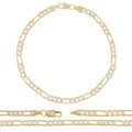 14K Gold Filled Anklet Diamond Cut Two Tone Figaro Chain Anklet 10" Women Jewelry