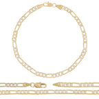14K Gold Filled Anklet Diamond Cut Two Tone Figaro Chain Anklet 10" Women Jewelry