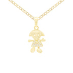 Happy Girl Cubic Zirconia Pendant With Necklace Set 14K Gold Filled