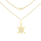 Turtle Cubic Zirconia Pendant With Necklace Set 14K Gold Filled
