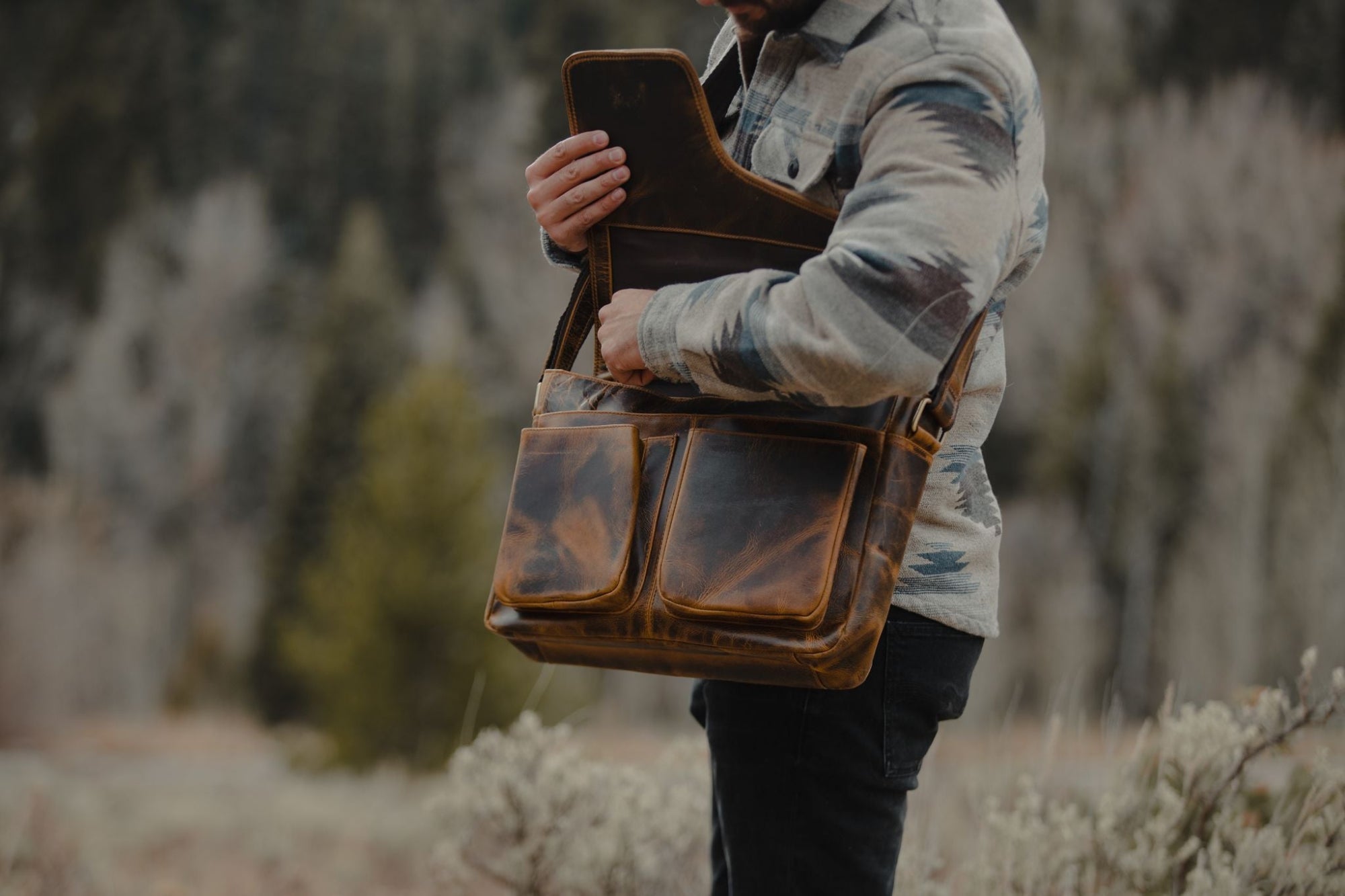 Buffalo Leather Messenger