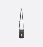 Saddle Vertical Pouch with Strap Black Dior Oblique Jacquard with Black Grained Calfskin