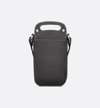 Saddle Vertical Pouch with Strap Black Dior Oblique Jacquard with Black Grained Calfskin