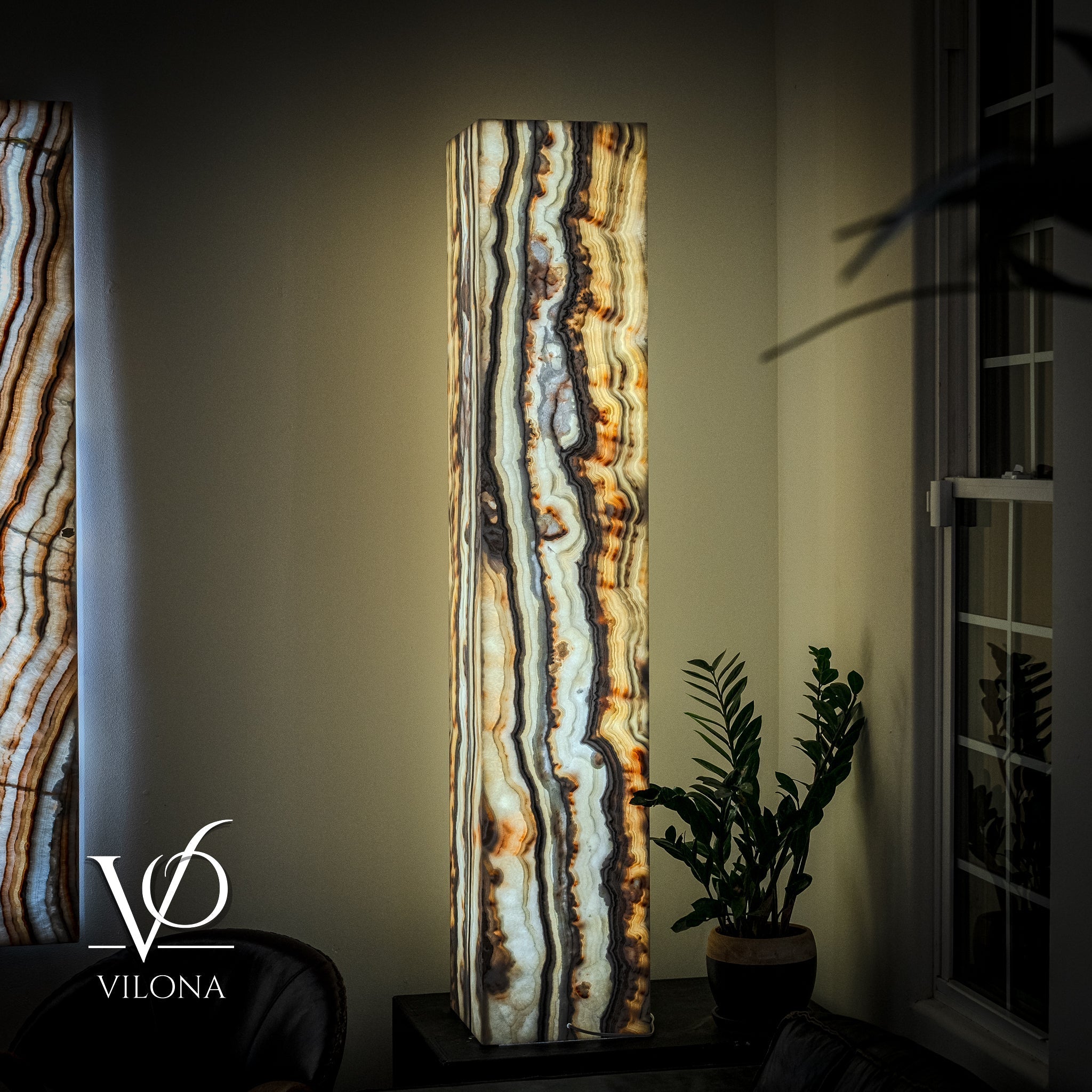 Sahara Onyx Floor Lamp - Large - 63"H x 12"W - Square - #1