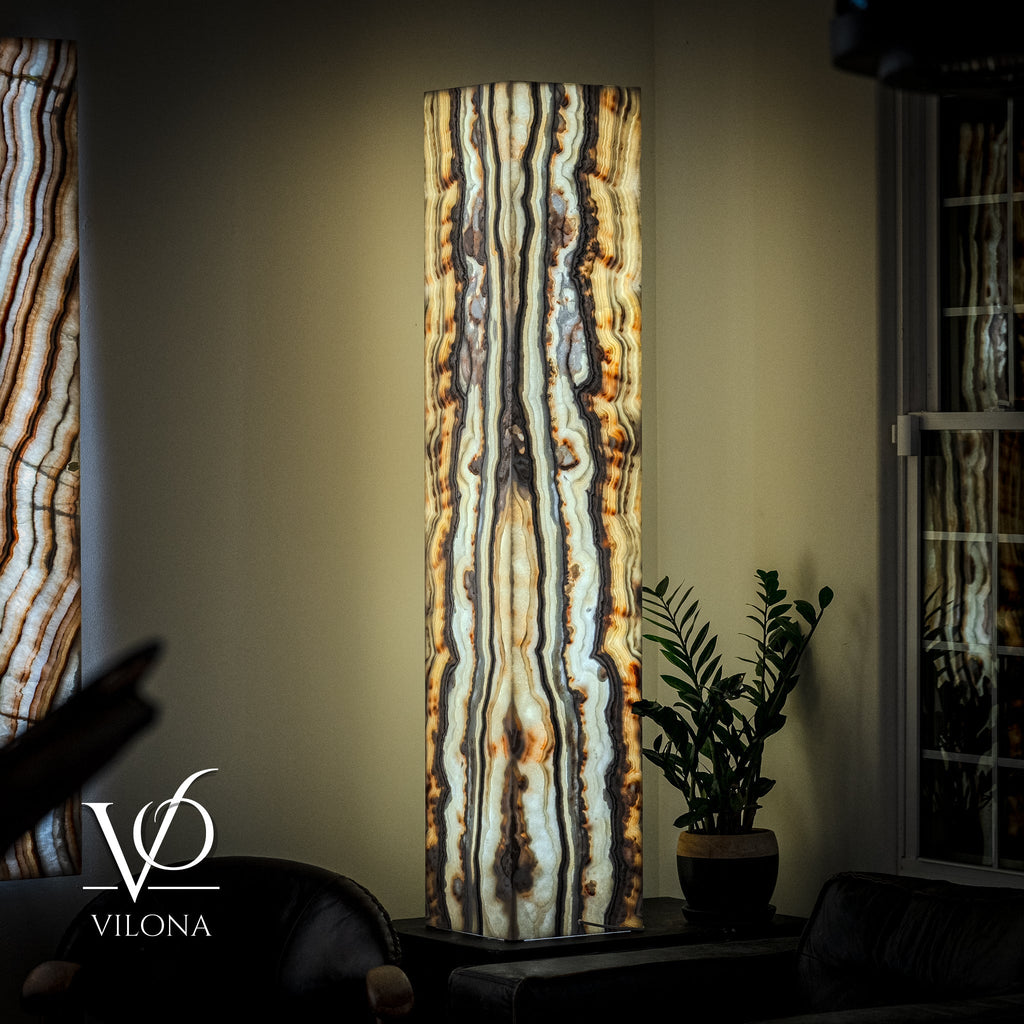 Sahara Onyx Floor Lamp - Large - 63"H x 12"W - Square - #1