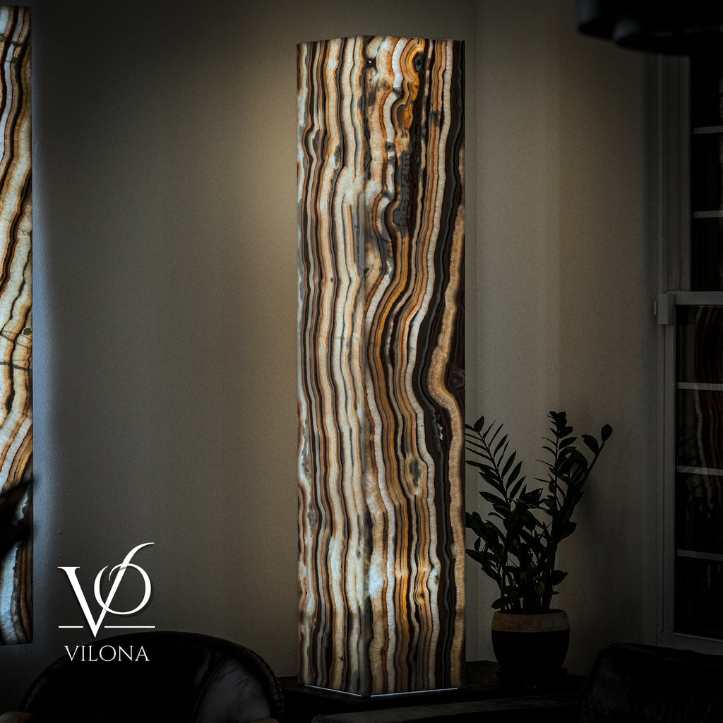 Sahara Onyx Floor Lamp - Large - 63"H x 12"W - Square - #2
