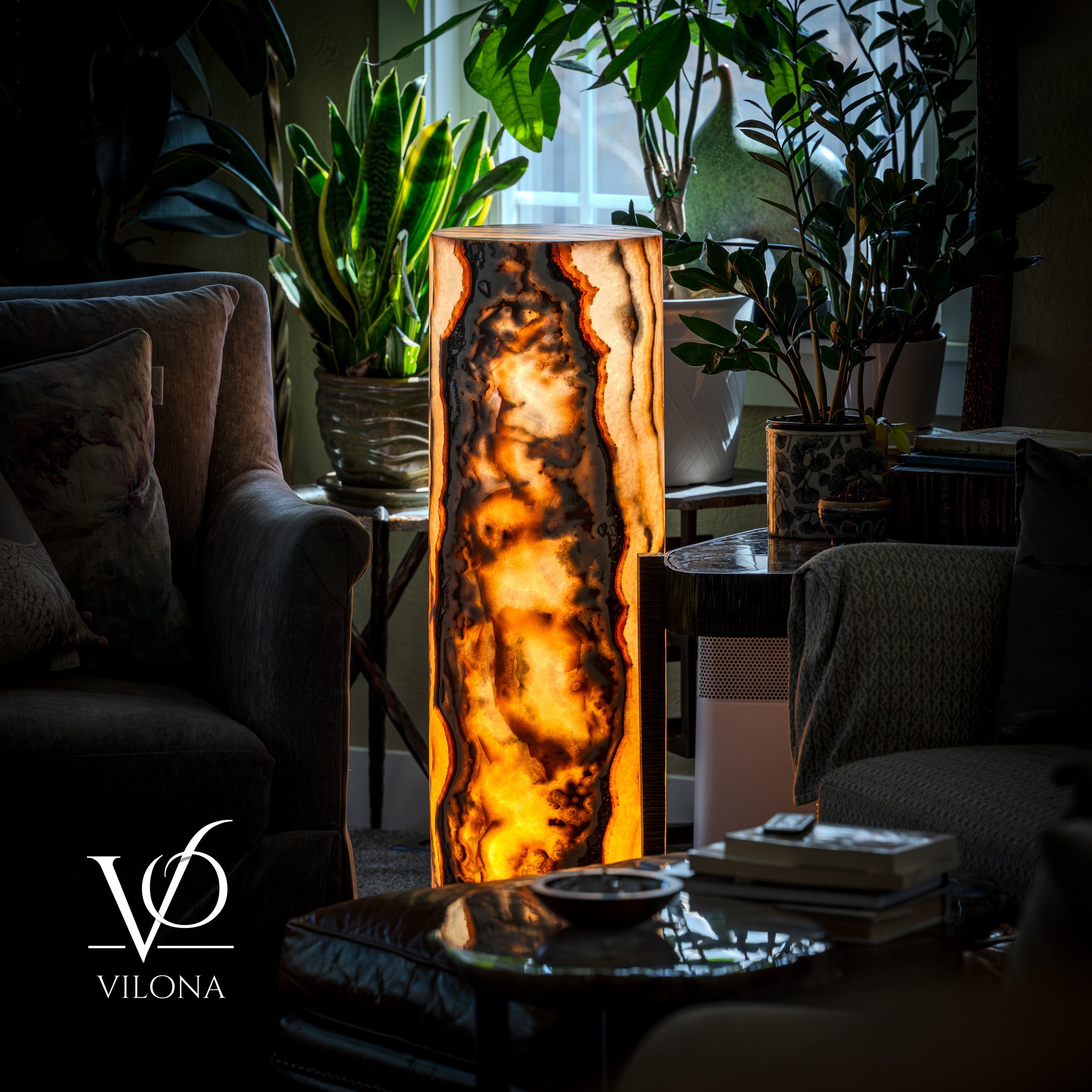 Sahara Onyx Floor Lamp - Small - 39.75"H x 12"W - Cylinder #1