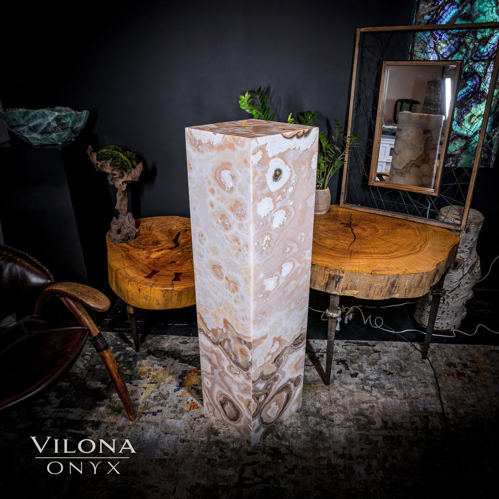 Sahara Onyx Floor Lamp - Exotic - Polished - Medium - 47.5"H x 12"W - Square - #2