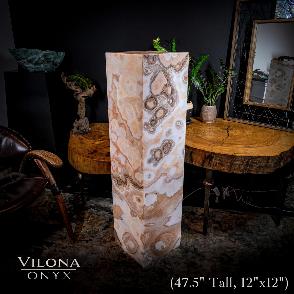 Sahara Onyx Floor Lamp - Exotic - Polished - Medium - 47.5"H x 12"W - Square - #2