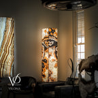 Sahara Onyx Floor Lamp - Exotic - Polished - Medium - 55"H x 12"W - Square - #3