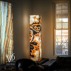 Sahara Onyx Floor Lamp - Exotic - Polished - Medium - 55"H x 12"W - Square - #3