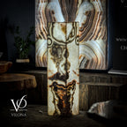 Sahara Onyx Floor Lamp - Exotic - Polished - Medium - 47.5"H x 12"W - Square - #4