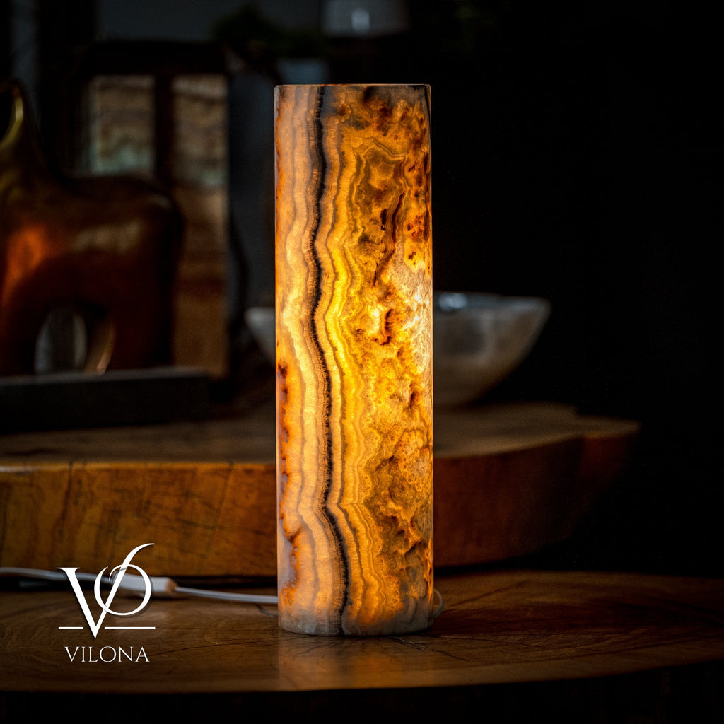 Sahara Onyx Lamp (Cylinder Table Lamp #11)